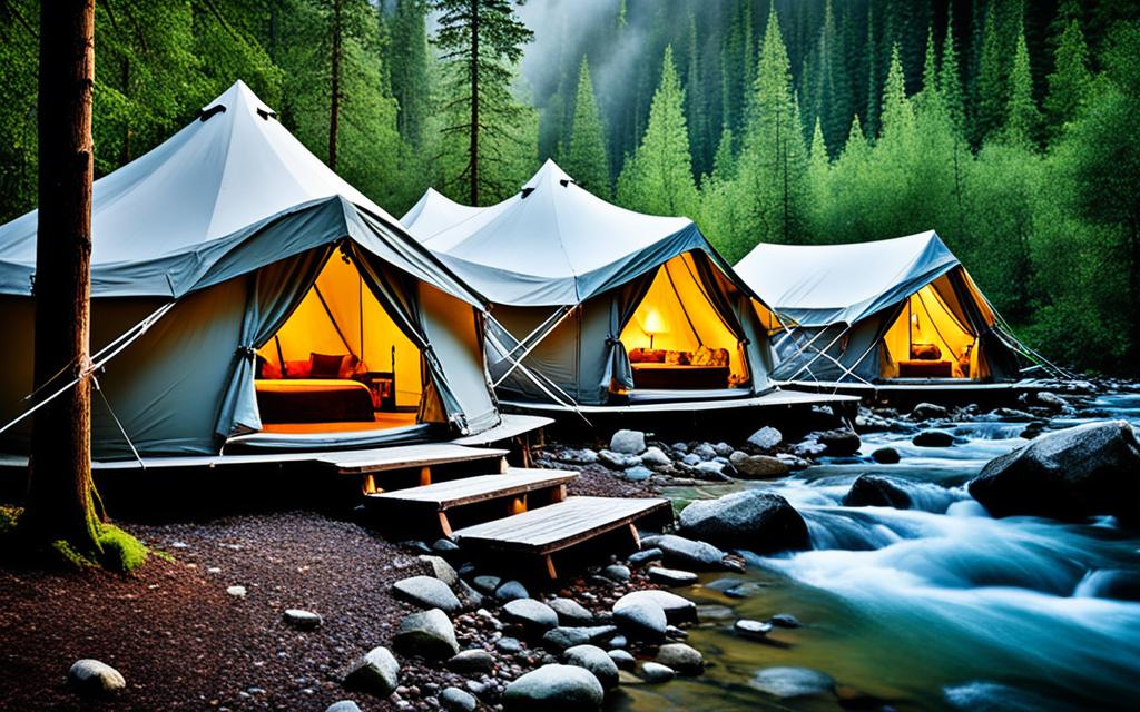 Luxury tents in a remote wilderness setting