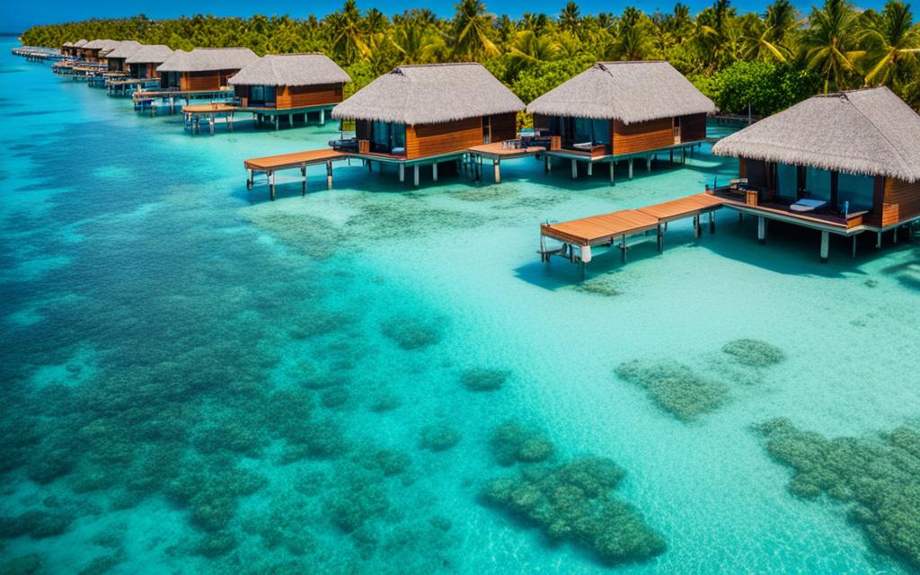 Overwater bungalows in the Maldives