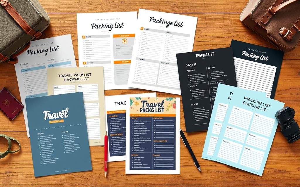 Travel packing list templates